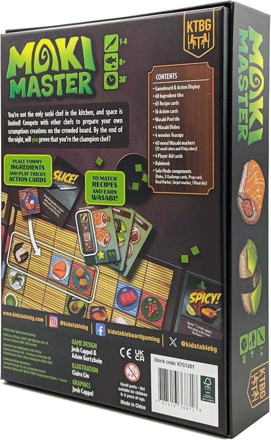 KTBG Maki Master Competitive Tile Placement Sushi Chef Card Game – Cook Food Masterpieces with Style – Perfect for Kids Ages 8+ and Family Game Night, for 1 to 4 Players & 30 to 60 Min Playtime