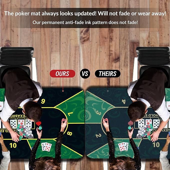 nuveti 79 x 39 Foldable Texas Poker Card Tabletop Layout Portable Anti-Slip Rubber Board Game Mat Smooth Premium Surface, Noise Reduction Poker Mat for Table