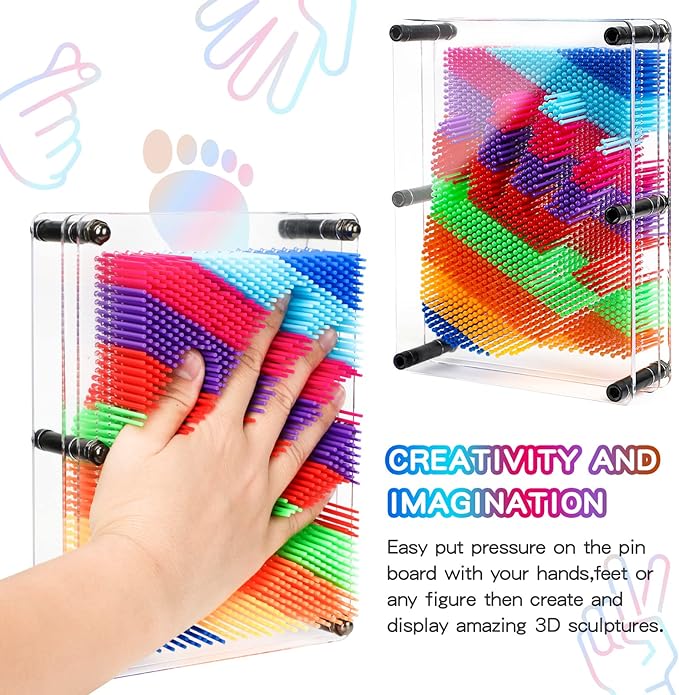 3D Pin Art Sensory Toys for Kids 5-7, Pin Art Board Impression Sensory Toys for Kids with Autism, Autism Gifts for Autistic Children Age 3, 4, 5, 6, 7, 8, 9, 10+ Years Old Boys Girls