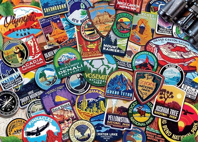 MasterPieces - 1000 Piece Jigsaw Puzzle, National Parks Patches, Fun for Adults, Family, Kids 19.25"x26.75"