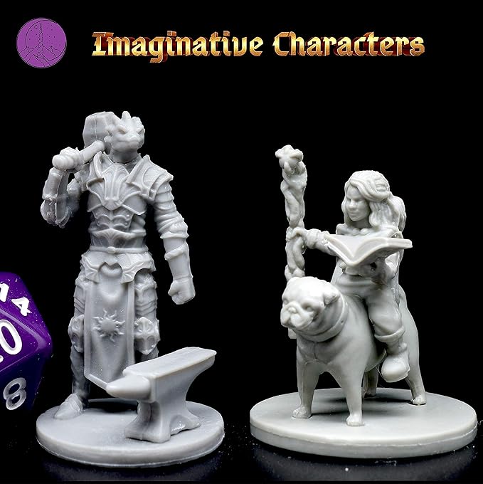 Hero, Player-Character, NPC DND Miniatures, 28mm32mm Unpainted D&D Minis Dungeons & Dragons Figures D D Bulk Pathfinder Fantasy Tabletop Fantasy Minis Set
