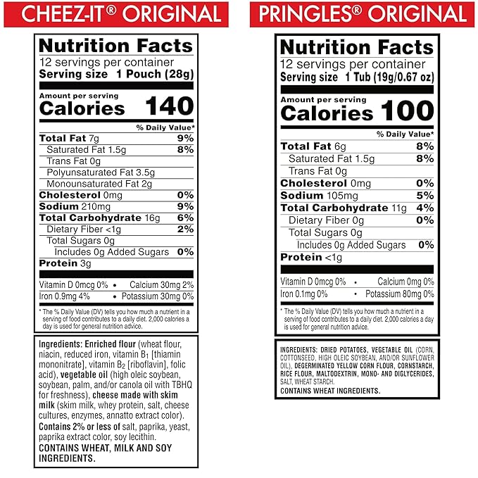 Cheez-It and Pringles Variety Pack, Lunch Snacks, Kids Snacks, Original Flavors (24 Packs)