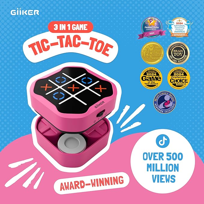 GiiKER Tic Tac Toe Bolt Game, Original 3-in-1 Handheld Puzzle Game, Portable Travel Games for Car Ride, Toys Gift Idea for Kids and Adults, Birthday Gifts for Boys Girls