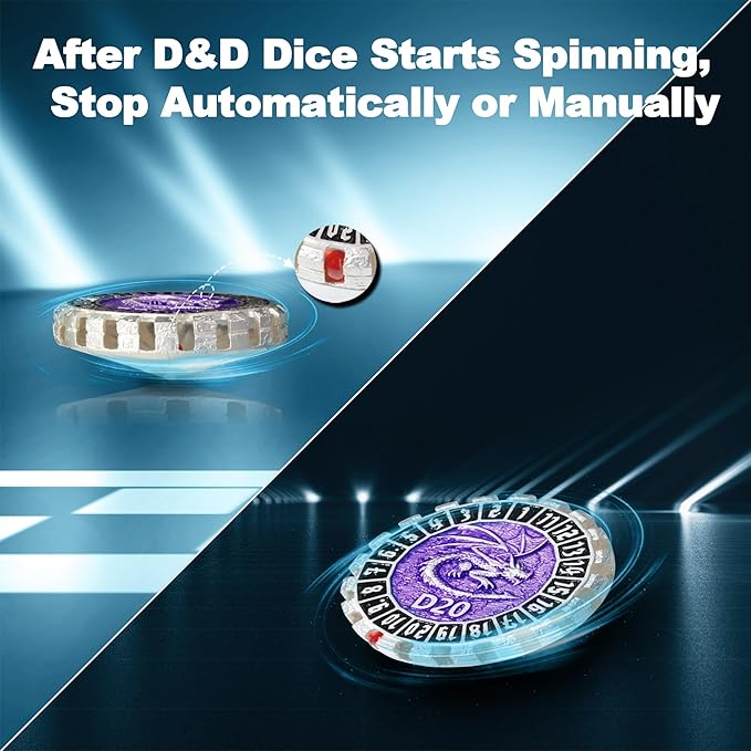 Metal DND Dice Set Spinning Dungeons and Dragon Dice Set Metal Dragon Polyhedral Magic 7 PCS Dice Set with Gift Box for Dungeons and Dragons Table Games Play Cards MTG(GyroDice_Pearl Silver Black)