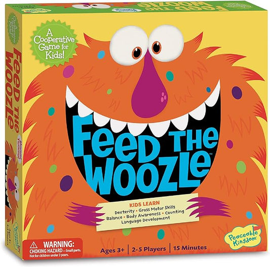 Peaceable Kingdom Feed The Woozle Cooperative Game for 2 to 5 Kids Ages 3+ - Learn Social Skills While Completing Physical Challenges