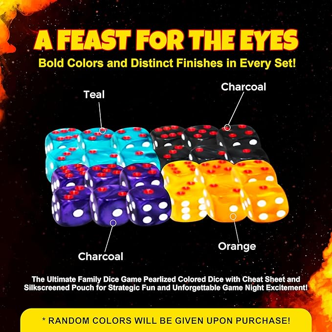 Triple Dice Set – 3 Unique, Random Colors of Pearlized Dice for Adults and Families. Elevate Game Nights, Dice Games, and Tabletop Adventures with Style and Fun!