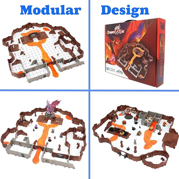 Dragon's Lair Adventure Set - Mini Dungeon Castle Cavern DND Terrain for Tabletop RPGs, Dungeons & Dragons, Pathfinder, War Gaming, and More! - by DCD (123+pcs, 4sqft)