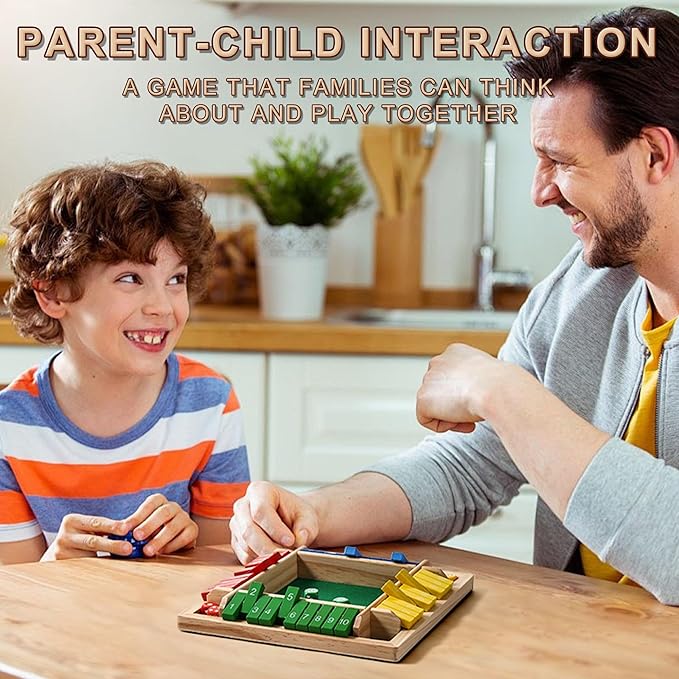 Dice Game Shut The Box Wooden Board Game,4 Sided Family Math Game for 2-4 Players,Educational Learning Interactive Game, Classics Tabletop Version Games for Classroom, Party, or Pub