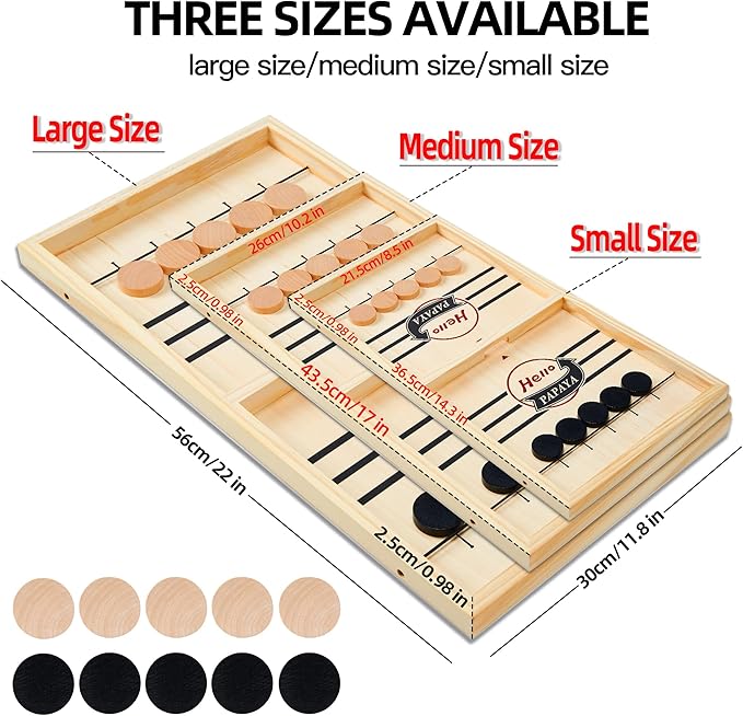 Fast Sling Puck Game - Test Your Speed and Accuracy with This Fast-Paced Wooden Air Hockey Desktop Battle Board Game - Guaranteed Fun Gifts for Family Night or Friends Party