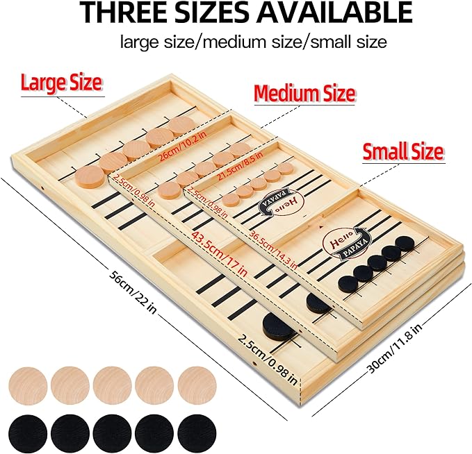 Fast Sling Puck Game - Test Your Speed and Accuracy with This Fast-Paced Wooden Air Hockey Desktop Battle Board Game - Guaranteed Fun Gifts for Family Night or Friends Party