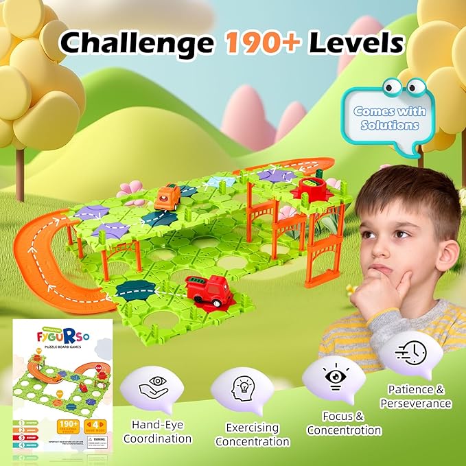 DIY STEM Board Games Kids Toys,Road Builder Educational Learning Toys for Kids, Montessori Logic Puzzles Brain Teasers Toy Preschool Classroom Gifts for Age 4-12 Year Old