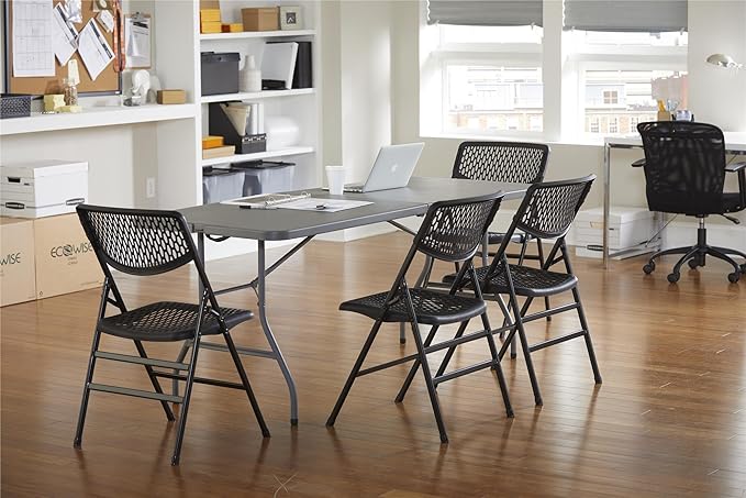 COSCO 6 ft Fold-in-Half Banquet Table w/Handle, 6ft, Grey