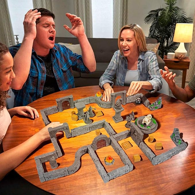 Warmtree 60 Pcs Modular Dungeon Walls,28mm Miniature Terrain Building Accessories for Tabletop Scene Diorama Supplies Battle Grid Mat Accessory