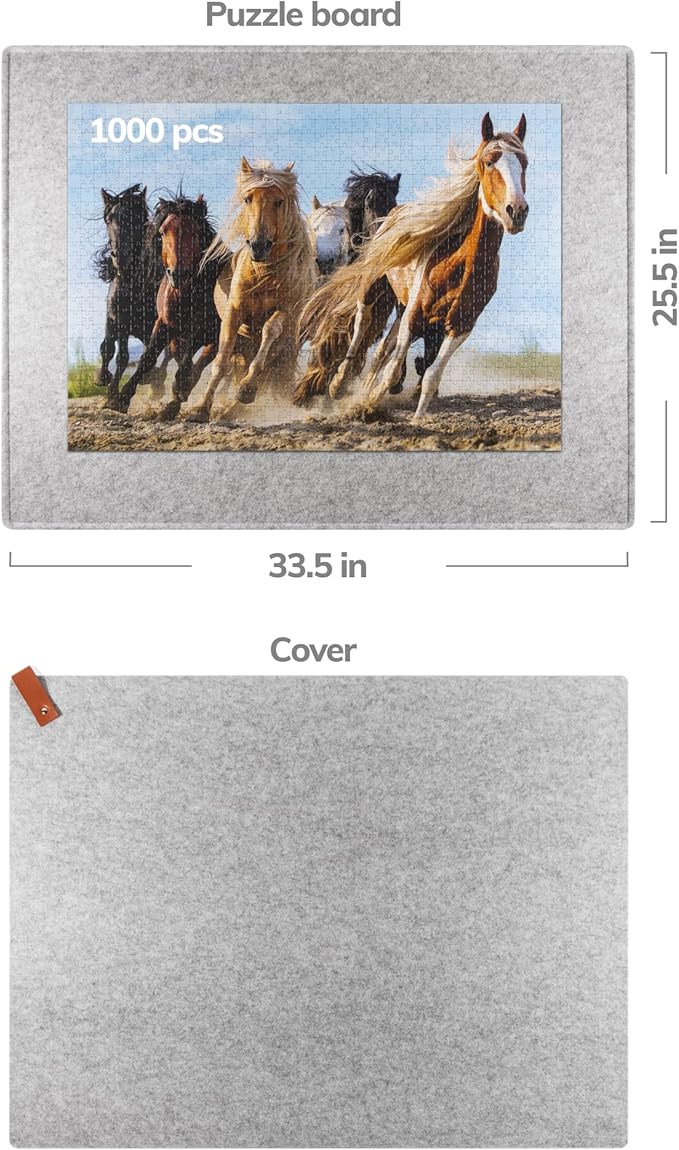 1000 Piece Jigsaw Puzzle Boards Portable, Puzzle Mat with Cover, Lightweight Puzzle Tray Storage System, Felt Puzzle Table Top by Coobe (Gray)
