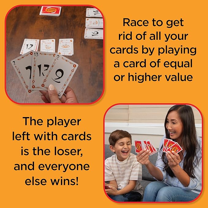 Karma Card Games for Kids – Card Games for Adults, Family Games Night, Card Games for Families, Multi-Player, Screen Free, Travel Games, Playing Cards, What Goes Around, Comes Around, Ages 8+