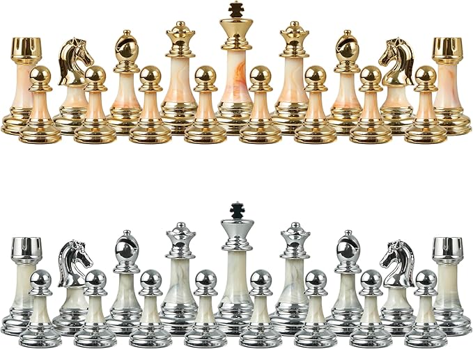 16.5" Large Wooden Chess Set with Weighted Acrylic Chess Pieces,Folding Chess Board Games with Handle 3.5" King Portable Classic Game for Adults and Kids