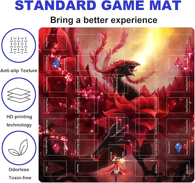Card Rubber Mat - 2 Player, Square playmat for Gamer 60x60cm/23.6x23.6inch