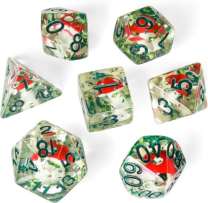 OriCraft Mushrooms Dice DND Dice Set with Poisonous Mushrooms Inside Dungeons and Dragons Polyhedral Role Playing Gaming Dices D20 Dice 7 Set Halloween Dices