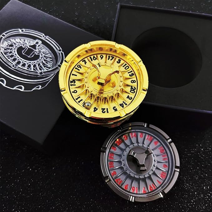 G20 Roulette Dice Spinner for DND Dice Set, 7-in-1 Dragon Metal D&D Dice with Gift Case for Dungeons and Dragon Game, RPG Role Playing Table Game Gifts (Black-red)