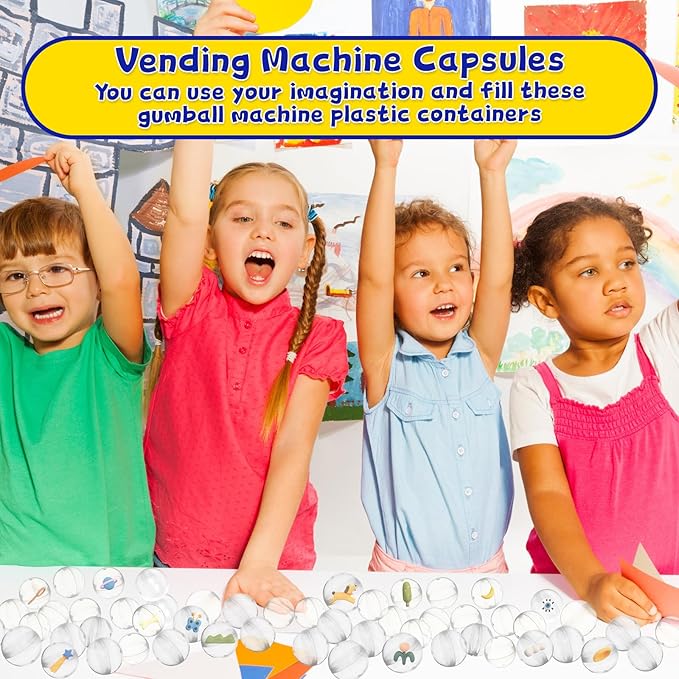 Libima 300 Pcs Gumball Machine Capsules Round Capsules 1.1" 1.25" Vending Machine Capsules Empty Clear Balls Toys Small Gumball Containers for Surprise Prize Party Favor (Clear)