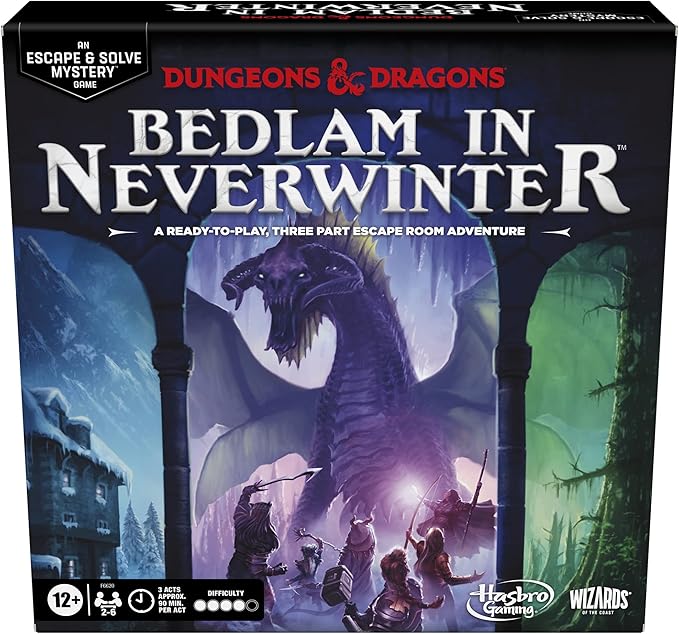 Hasbro Gaming Dungeons & Dragons: Bedlam in Neverwinter Board Game, Escape Room, Cooperative Strategy Games for Ages 12+, 2-6 Players, 3 Acts Approx. 90 Mins Each (Amazon Exclusive)