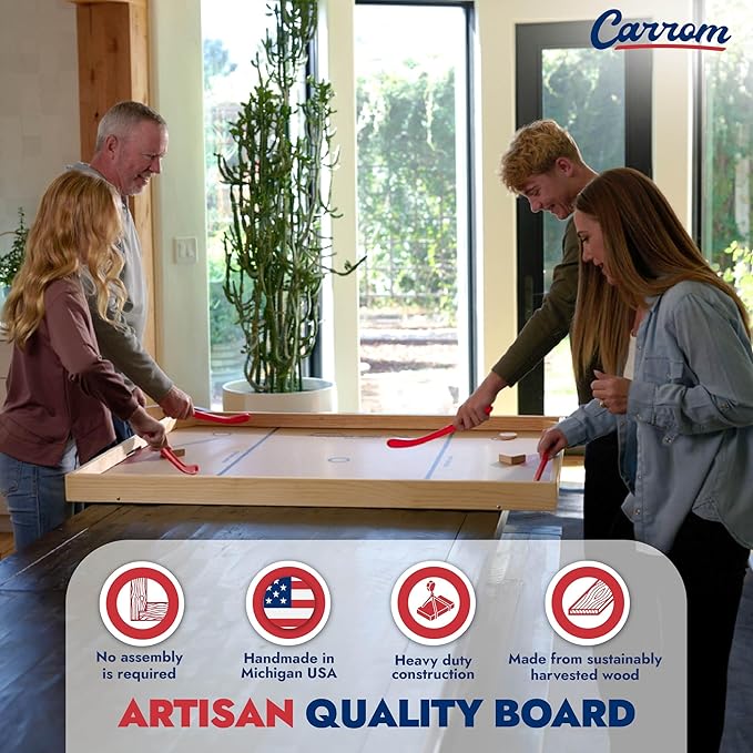 Carrom Champion Nok Hockey Game (Large) — Wooden Board Games for Adults & Children — Indoor and Outdoor Games for Family — Sports Board Games