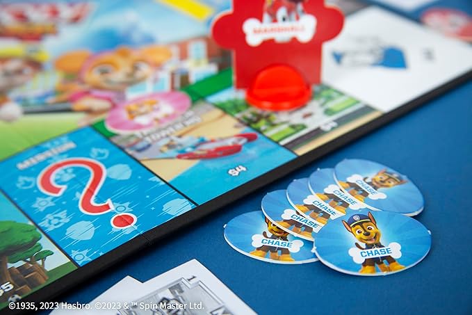 Monopoly JR PAW Patrol Board Game | Featuring Chase, Marshall, Skye, and Rubble | Officially Licensed Nickelodeon PAW Patrol Game | Family-Friendly Children's Monopoly Game | Ages 5 & Up