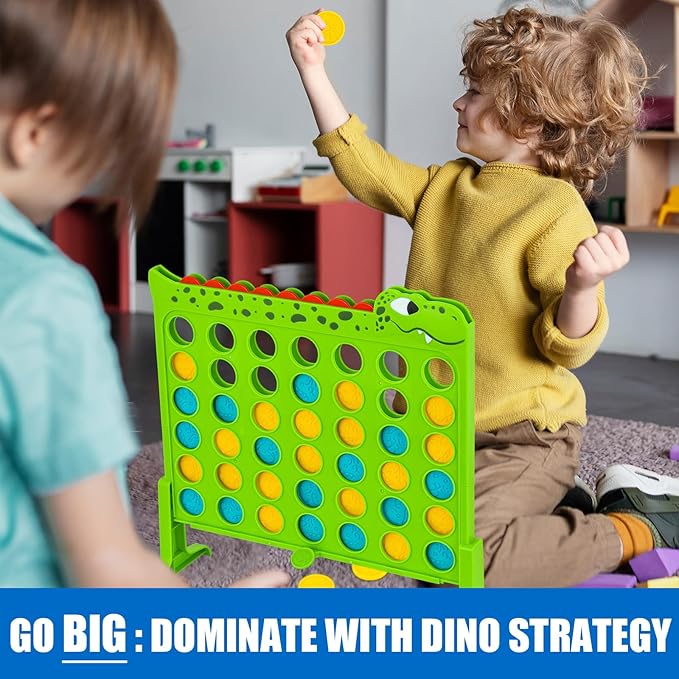 Aywewii Dinosaur Toys 4-in-a-Row Connect Games 1.1 FT Large Size Strategy Board Games Portable Collapsible Trave Games Toddler Gifts for Boys Girls Family Games for Kids and Adults Ages 3+