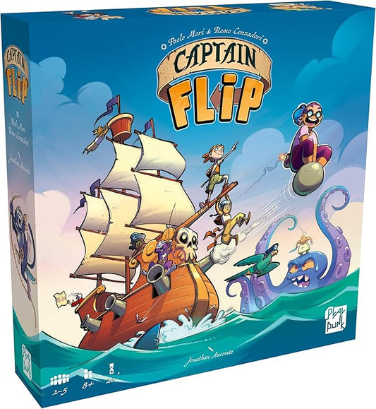 Captain Flip - Board Game, Play As a Pirate Captain, Recruit Crew, Collect Coins, Family-Friendly Pirate Theme, Ages 8+, 2-5 Players, 20 Min