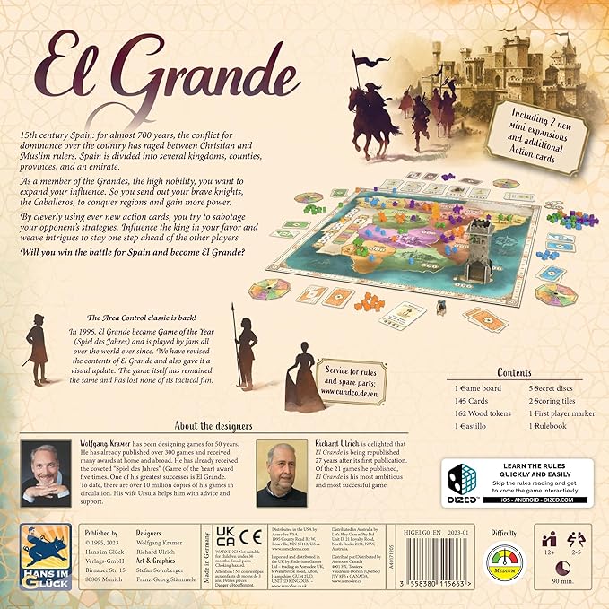 El Grande Board Game - Engage in Medieval Intrigue in 15th Century Spain! Area Control Strategy Game for Kids & Adults, Ages 12+, 2-5 Players, 90 Min Playtime, Made by Hans im Glück
