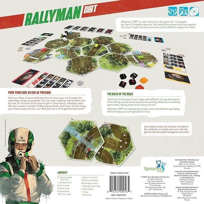 | Rallyman: DIRT | Strategy Board Game | Race Cars with Dice | 1 to 6 Players | 60 Minutes | Ages 10+