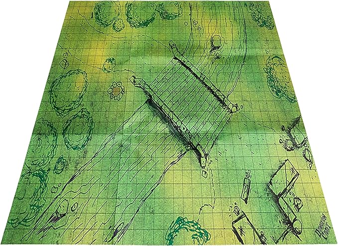 DUNGEON CRAFT Battle Map for DND & RPG – Double-Sided Gloss Laminated 24"x33" Mat with 1" Grid – Wet/Dry Erase Tabletop Terrain – Grasslands Pack