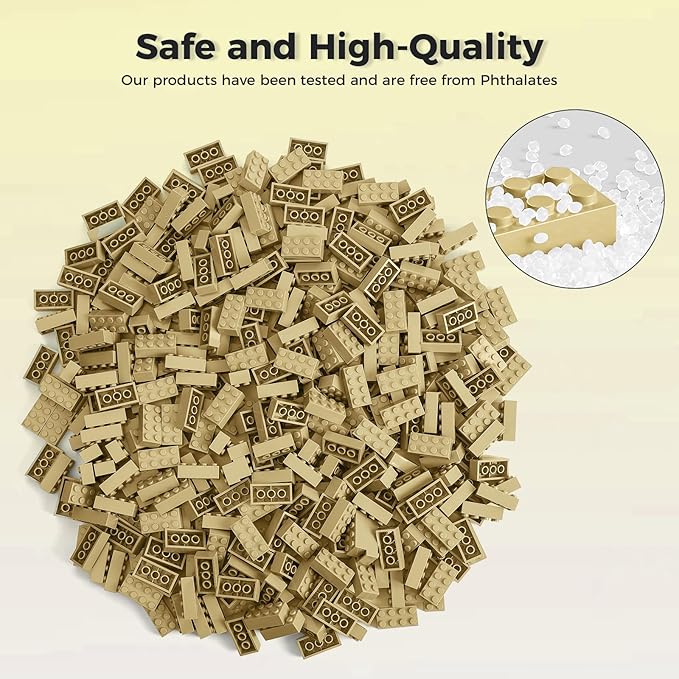 500 Piece Classic Building Bricks and 1 Gray Baseplate, 2x4 Bricks Bulk Creative Building Toys, Blocks Bulk for Kids Ages 6+, Sand