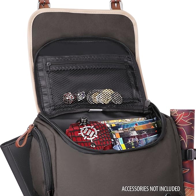 ENHANCE Designer Edition TCG Backpack - MTG Deck Bag Card Binder Space, TCG Deck Box Storage, MTG Playmat Holder - Card Storage Compatible with Magic the Gathering, Pokemon, Lorcana (Canvas Grey)