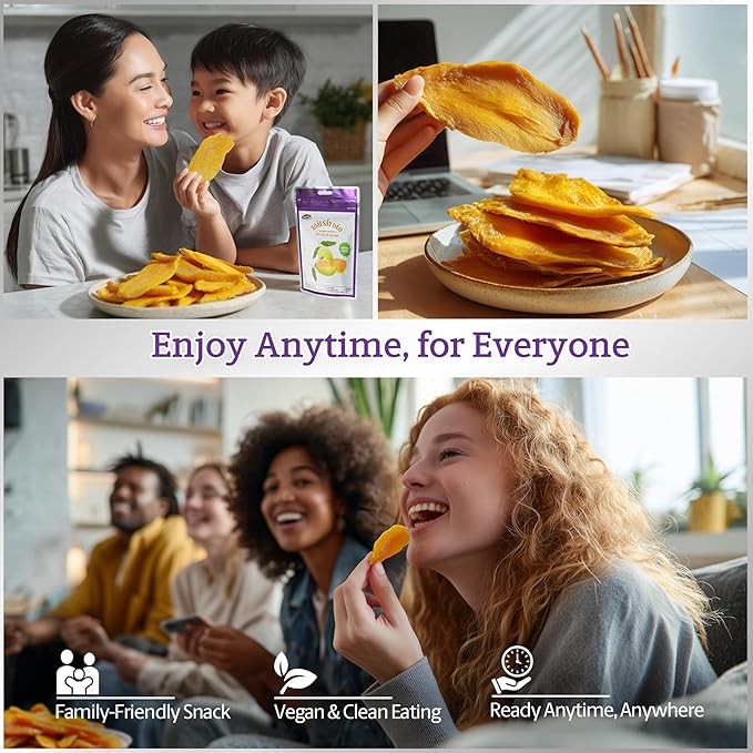 Vinamit Soft Dried Mango | No Sugar Added Mango Slices | 3.5 oz Bag | Naturally Sweet, Vegan, Non-GMO, Gluten-Free & Unsweetened | Rich in Dietary Fiber | Ideal for Travel, Healthy Snacking