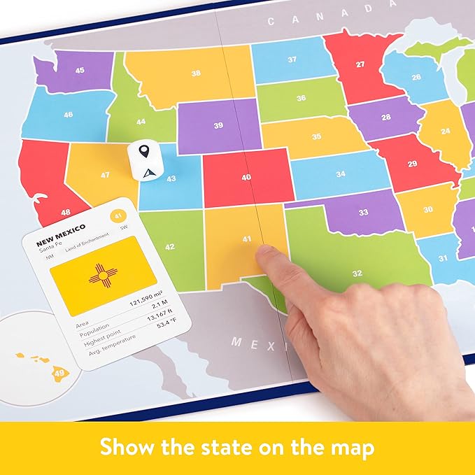 The 50 States Game - US Geography Board Game - Educational Game for Kids & Adults - Fun Learning for Teenage Boys & Girls