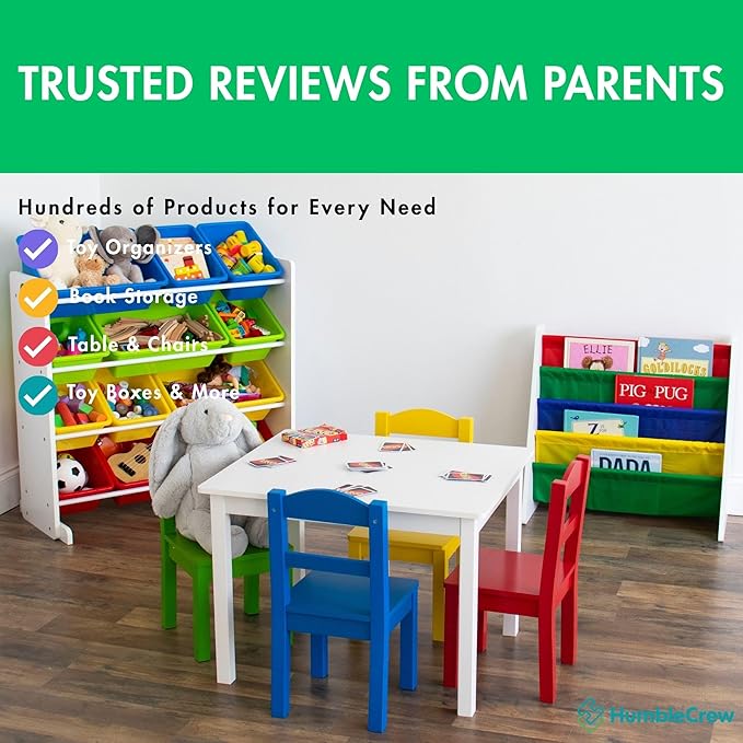 Humble Crew Kids Toy Storage Organizer with 12 Plastic Bins, White/Primary – Removable Bins for Playroom, Bedroom, Toddler Furniture for Boys and Girls Ages