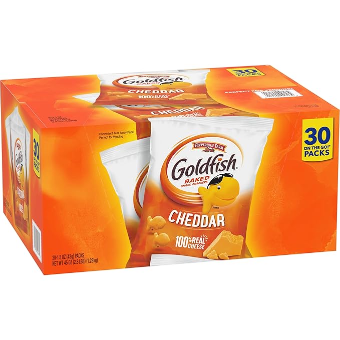 Pepperidge Farm Goldfish Cheddar Crackers, 1.5 oz. Snack Packs, 30 Count