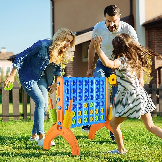 Ayeboovi Giant 4-in-A-Row, Jumbo 4-to-Score Yard Game for Kids and Adults Indoor Outdoor Party Family Connect Game Set with Quick Release Slider & Carrying Bag