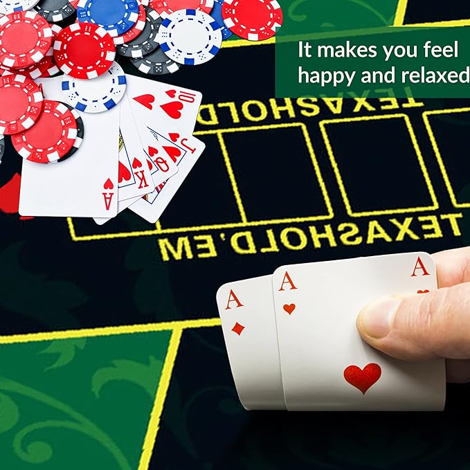 nuveti Poker Mat - 94 x47inch Non-Slip Poker Table Game Mat - Portable Rubber Waterproof Poker mat for Table 8-10 Player Card Game