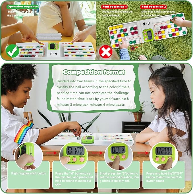 Ball Sorting Toy - Color Ball Return Game for Adults and Kids, with Timer for Family, Office, School