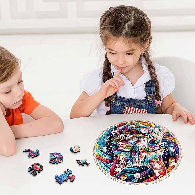 Wooden Puzzle for Adults โ Unique Cat-Shaped Jigsaw, Animal Desgin Brain Teaser for Kids & Teens, 200 Pieces, 10"x10", Ships as Whole Puzzle Board (No Loose Pieces), Gift-Ready Box, Fun Family Game,