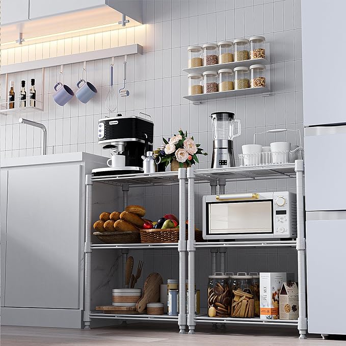 450 lbs Wire Storage Shelving 3-Tier Utility Shelving Unit Steel Organizer Wire Rack for Home,Kitchen,Office,White (11.8" D x 17.7" W x 26.3" H)