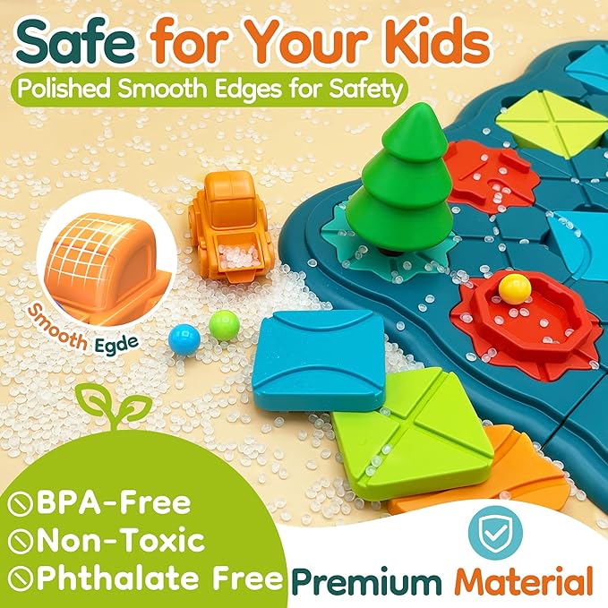 Kids Toys STEM Board Games - Logic Road Builder Brain Teasers Puzzles for 4 5 6 7 Year Old Boys Girls, Educational Montessori Birthday Gifts for Ages 4-8 Preschool Classroom Learning (41 PCS)