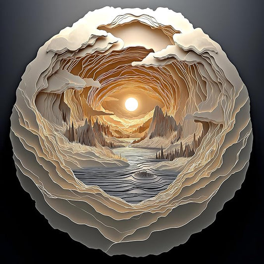 3D Visual Art Puzzles for Adults 500 Pieces Cave Dawn Jigsaw Puzzles for Adults Beautiful Landscape Puzzles 500 Pieces Challenging Family Puzzle