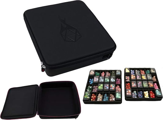 Forged Dice Co. Double Dice Tray Dice Case - Holds 40 Plastic Dice Storage Cubes or 14 Dice Per Section up to 560 Total Dice - Dice Tray and Display Case Compatible with Chessex Cubes and DnD Dice