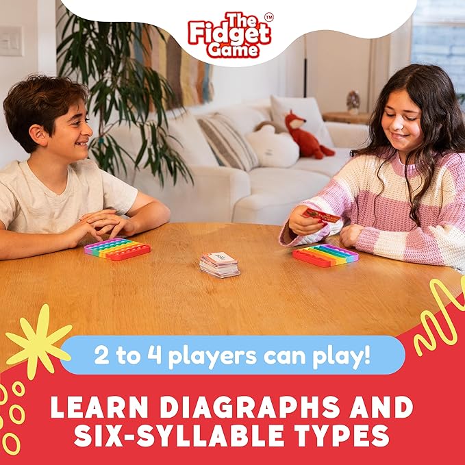 THE FIDGET GAME Science of Reading Flash Cards & Popping Mats - Master Digraphs & Syllables - Engaging Educational Kit for Dyslexia & Young Readers, Grades 1-3