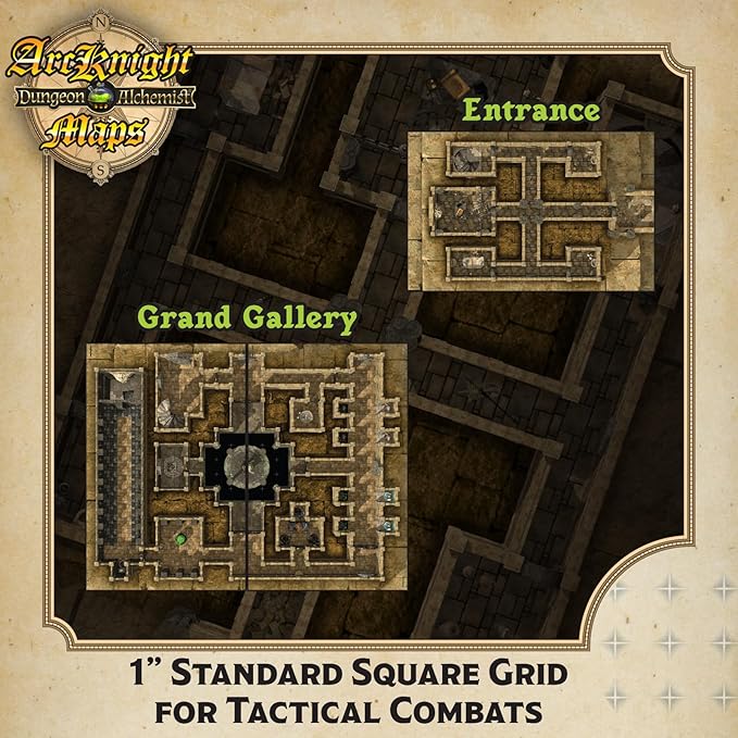 Arcknight The Pharaoh’s Pyramid map Pack - 16 Modular RPG Maps in 8 Double-Sided Pages, 1" Square Grid, Modular & Versatile Design for Tabletop Gaming - BattleMaps for Dungeons & Dragons & More