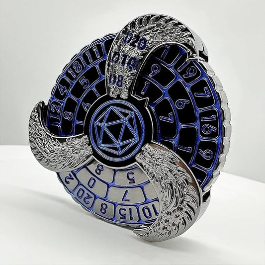 D&D Themed Fidget Spinner, dice Spinner, D4,D6, D8, D10, D12,D20,D% 7-in-1 Metal dice, Perfect for D&D Dungeons and Dragons, RPG and Pathfinder Role Playing Games (Black Blue)