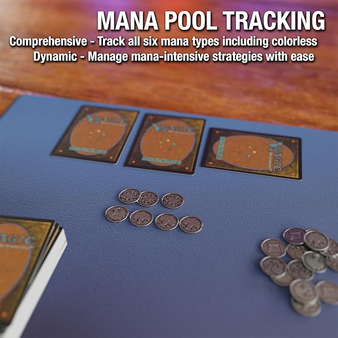 Citadel Black MTG Reversible Mana Coins - Set of 30 Metal Tokens with Drawstring Storage Pouch, Antique Silver Finish, Designed for Magic: The Gathering